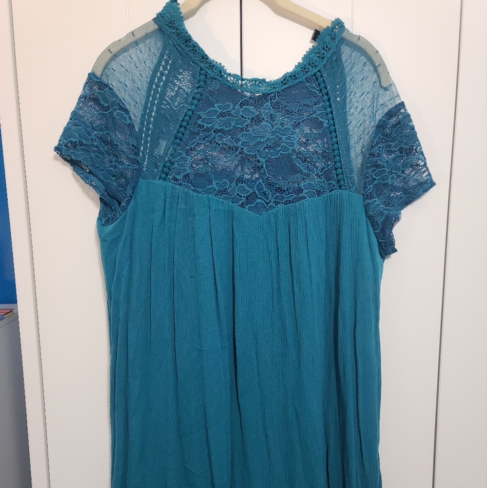 Teal lace top dress size 9